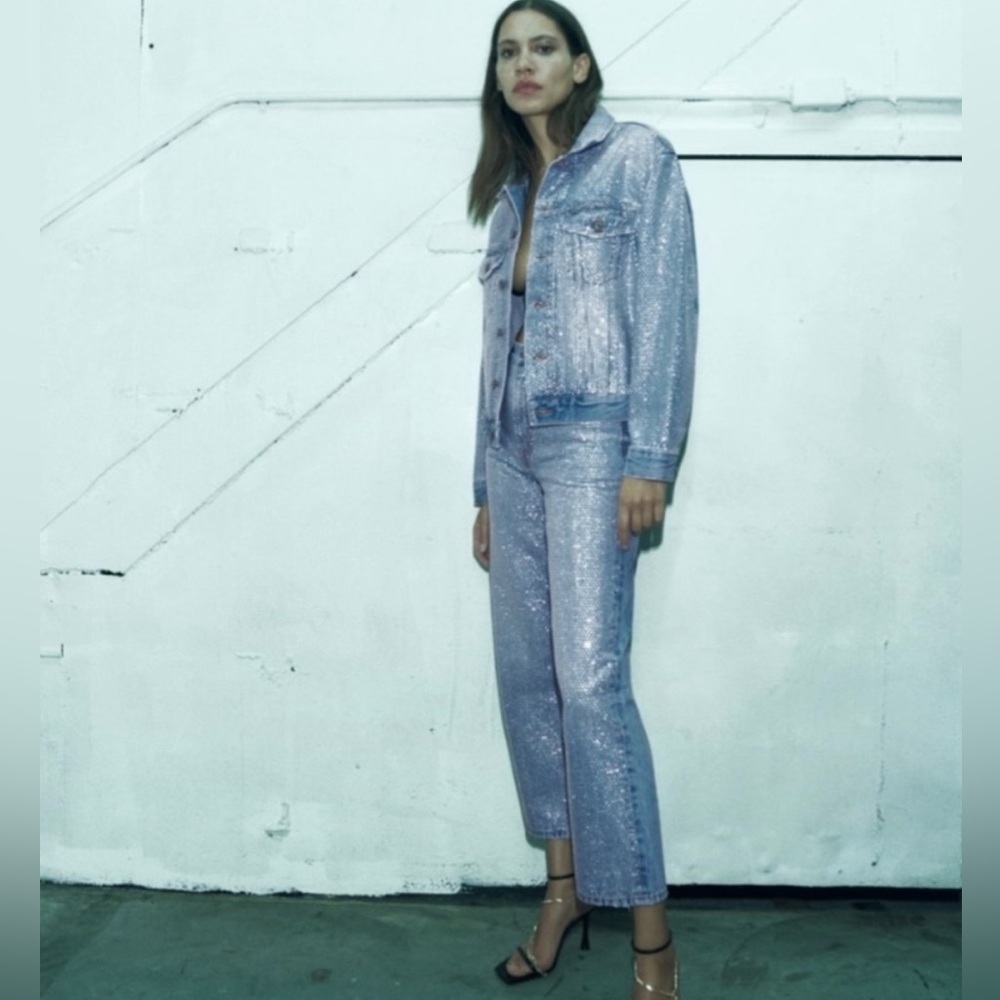 Zara Rhinestone Jean Jacket - Picture 3 of 10